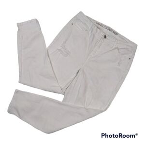 Vanilla Star White High Rise Straight Leg Distressed Ripped Five People Jeans